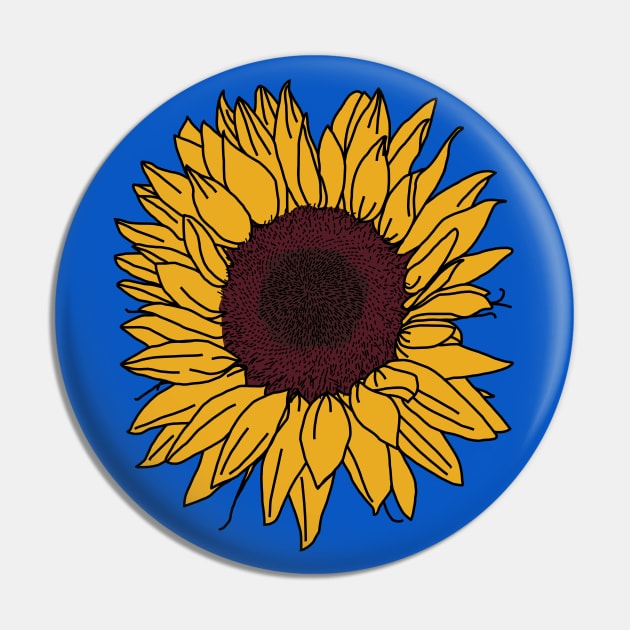 Sun Flower Line Drawing Pin by ellenhenryart