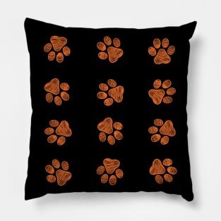 Happy Halloween design doodle orange paw print Pillow