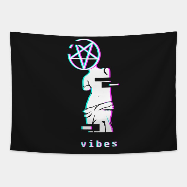 Vibes - Occult Greek Aesthetic Vaporwave Tapestry by MeatMan