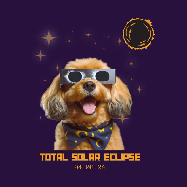 Total Solar Eclipse 2024 Cute Dog Wearing Solar Eclipse Glasses by Chahrazad's Treasures