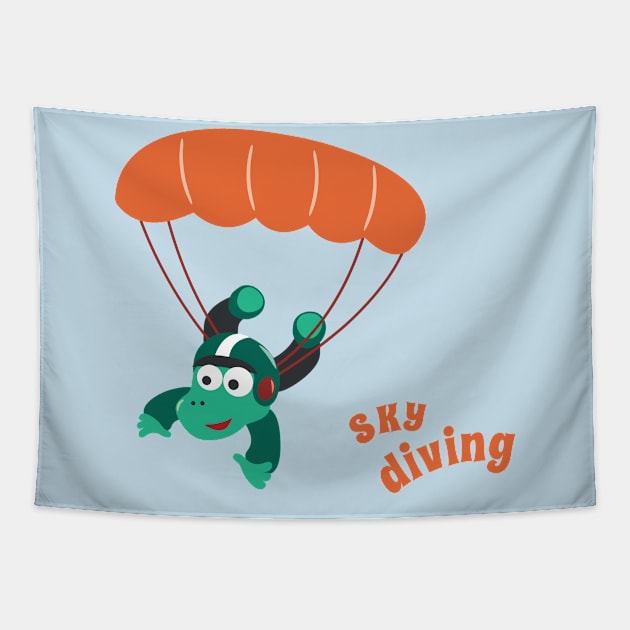 Vector illustration of a cute skydiver. Tapestry by KIDS APPAREL