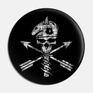 Distressed Military Beret Skull Pin