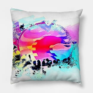 Colorful ocean waves sunrise graffiti abstract Pillow