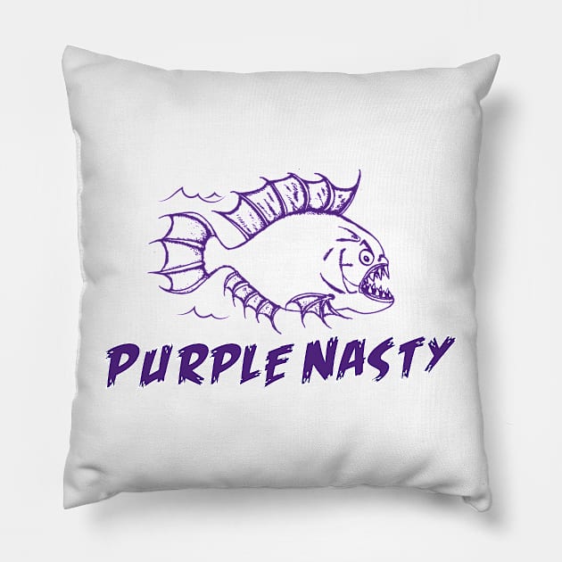 Purple Nasty piranha Pillow by dizzycat-biz