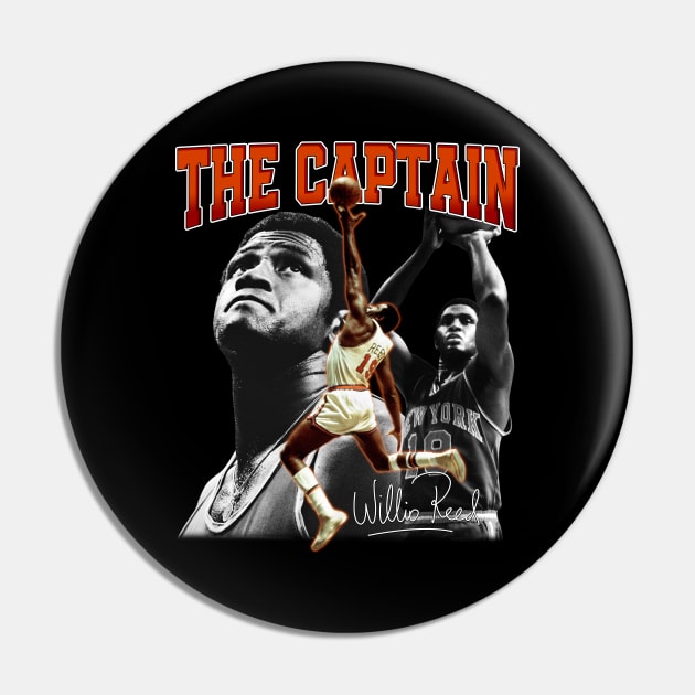 Willis Reed The Captain Basketball Legend Signature Vintage Retro 80s 90s Bootleg Rap Style Pin by CarDE