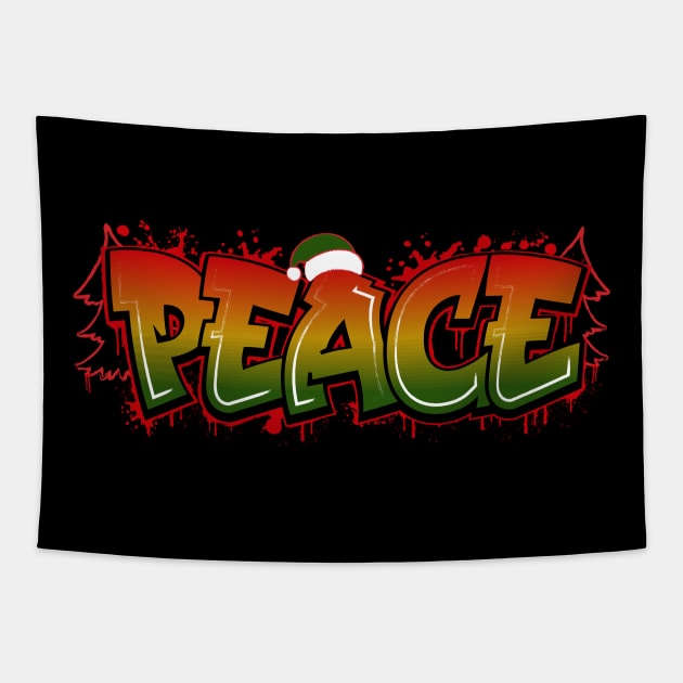 Peace Graffiti T Shirt Design for Christmas Tapestry by GoodyBroCrafts