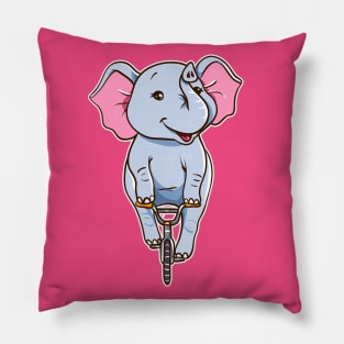 Cute Funny Elephant Riding A Bike Pillow