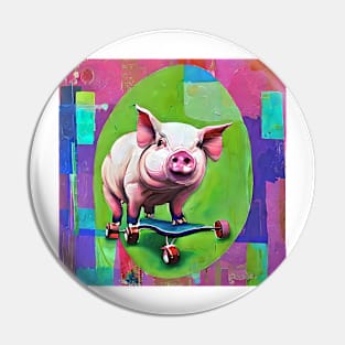 Pig on skateboard Pin