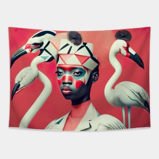 [AI Art] Surrounded by Flamingos Bauhaus Art Style Tapestry