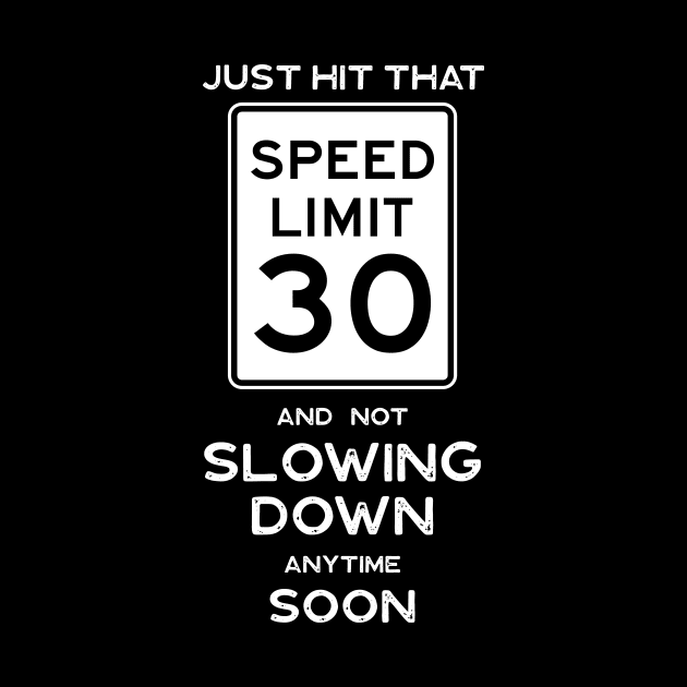 30th Birthday Gift Ideas Speed Limit 30 Sign by Possetivitees