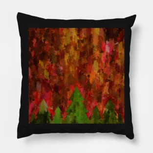 Christmas Trees on Festive Colors Background Pillow