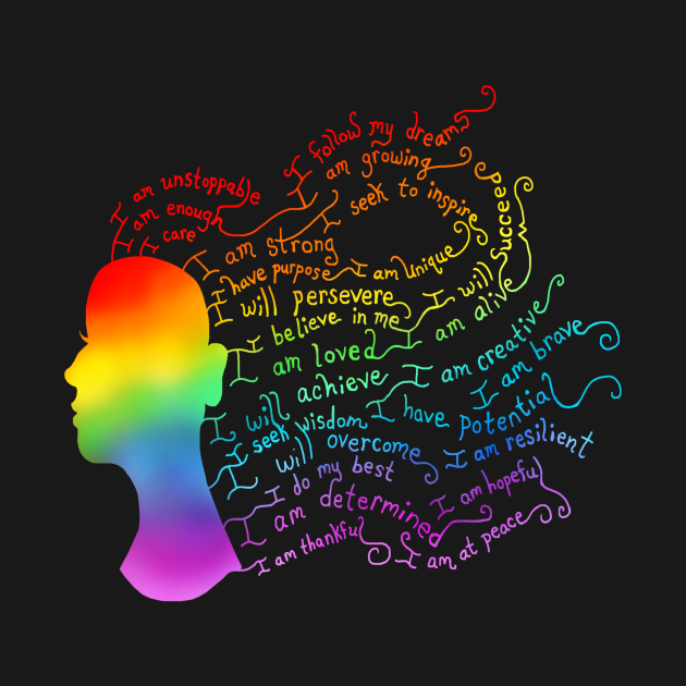 Rainbow Hair Positive Affirmation Silhouette by Art by Deborah Camp