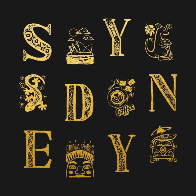 Sydney Alphabets - Vintage Gold by akaneyabushita