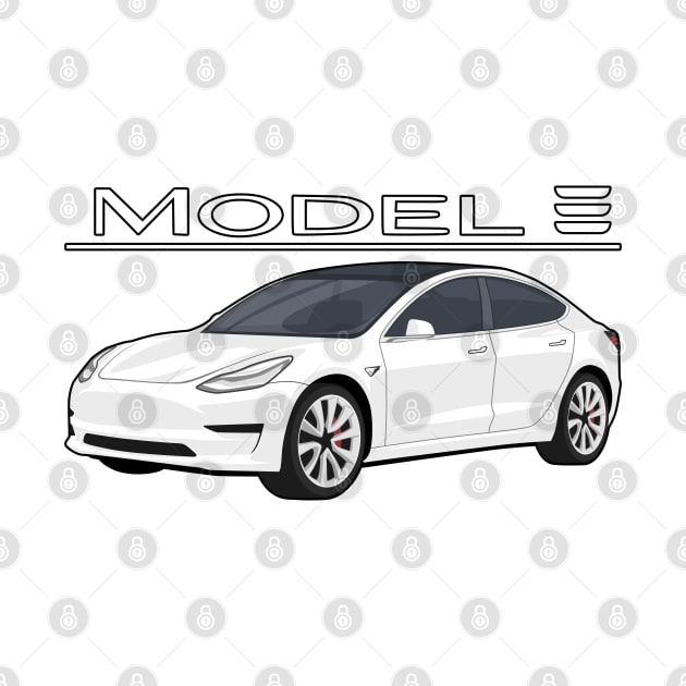 The Model 3 Car electric vehicle white by creative.z