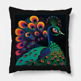 Striking Green Peacock Art Pillow