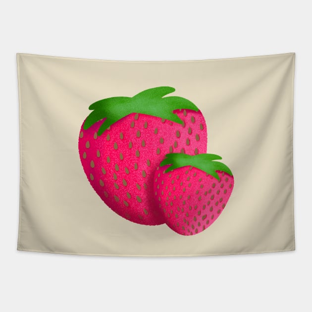 Strawberries Art Fruits Kitchen Retro 50s Strawberry Tapestry by Foxxy Merch