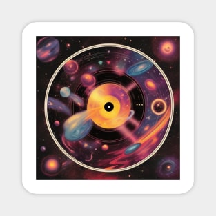 Retro Futurism Galaxy Vinyl Record Magnet