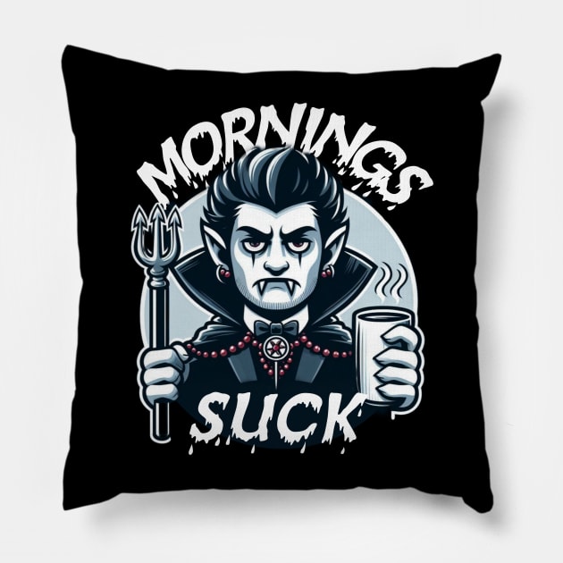 mornings suck Pillow by Zitargane