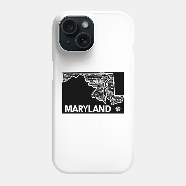 Maryland Map Phone Case by fiberandgloss