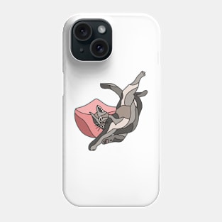 Sleepy Black Cat Stretching Phone Case