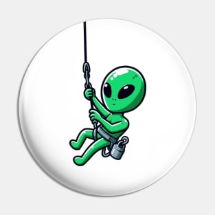 Funny alien Abseiling Pin