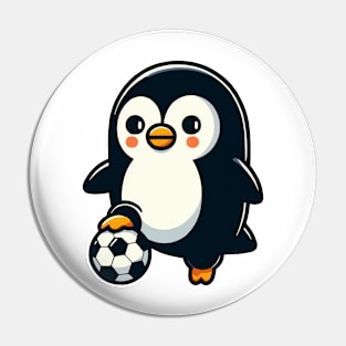 penguin as soccer player with soccer ball Pin