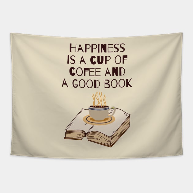 Happiness, coffee, a good book Tapestry by Faeblehoarder