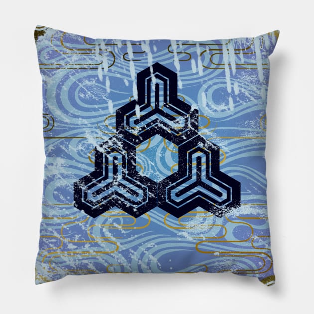 Distressed Japanese geometry Pillow by Blacklinesw9