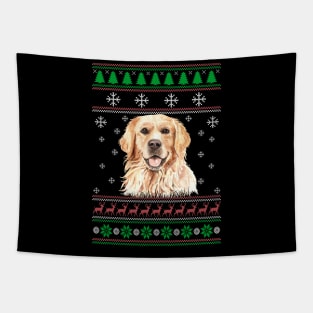 Cute Golden Retriever Dog Lover Ugly Christmas Sweater For Women And Men Funny Gifts Tapestry