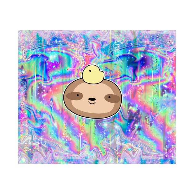 Sloth Face and Baby Chick Rainbow Holographic by saradaboru