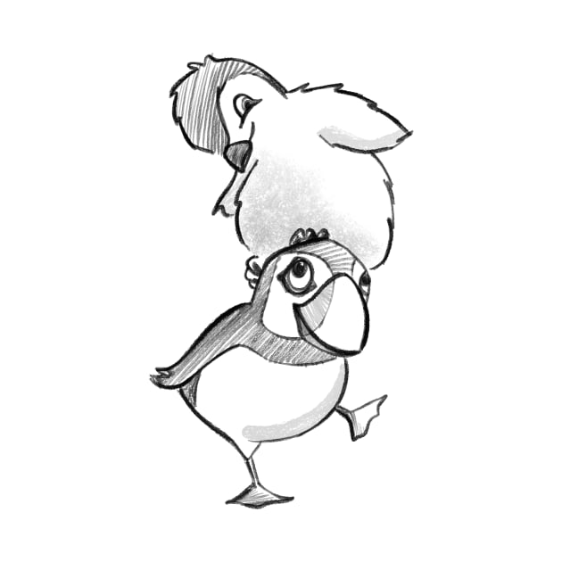 Puffin & Baby Penguin by Jason's Doodles