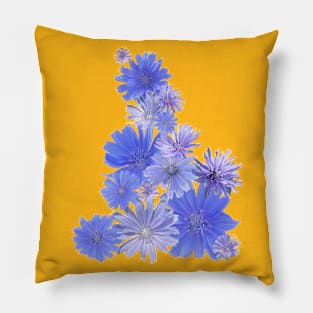 Blue Chicory Flowers: A Floral Arrangement Pillow