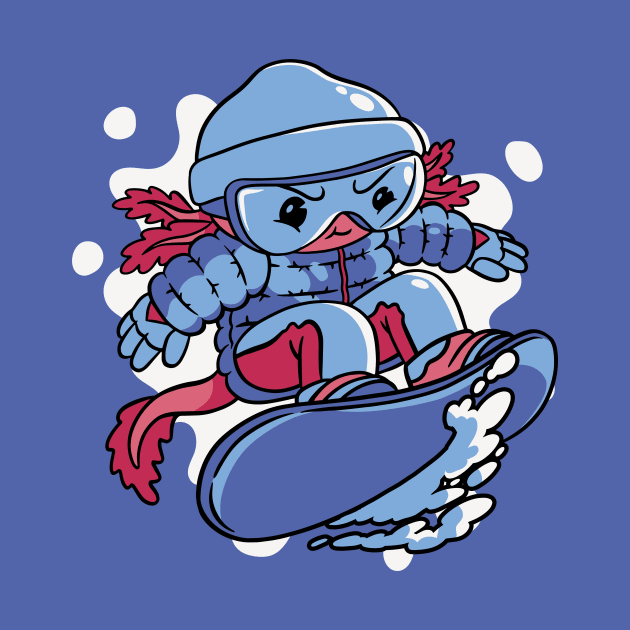 Cute Snowboarding Axolotl by SLAG_Creative