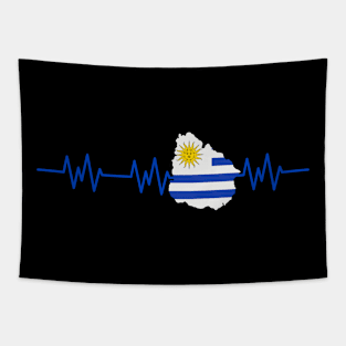 Uruguay Heartbeat Flag Pulse Tapestry