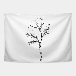 Wildflower Line Art | Floral Botanical Minimalist Lineart Tapestry