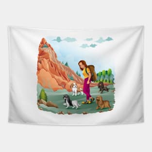 All Four Cute Cavalier King Charles Spaniels Hiking Tapestry