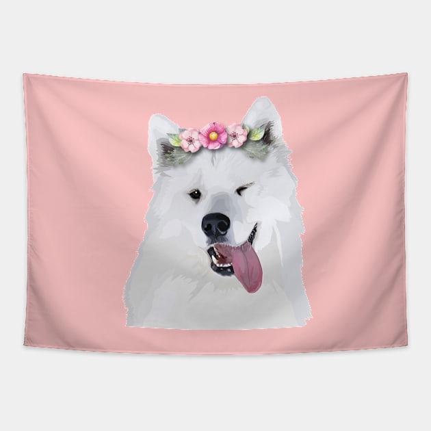 Pretty Samoyed Dog Tapestry by thedailysoe