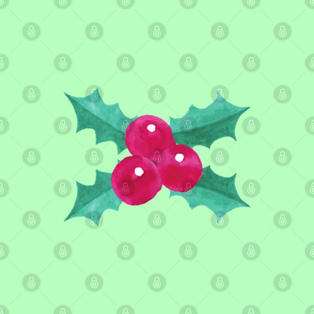 Green Festive Holly Berries by Steph Elle