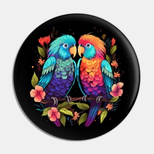 Parakeet Couple Valentine Pin