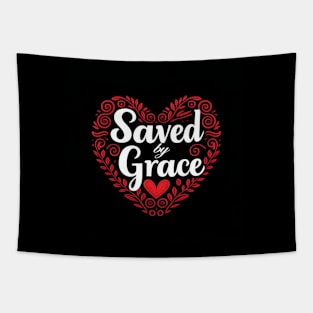 Saved By Grace - Heart Design Tapestry