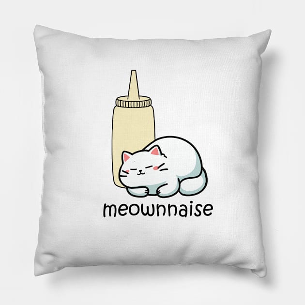 mayonnaise cat, meownnaise Pillow by katzura