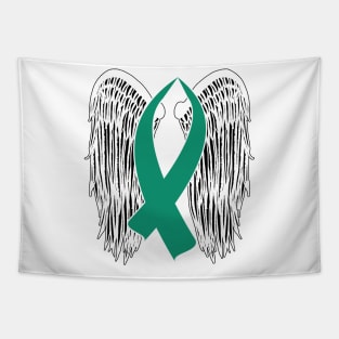 Winged Awareness Ribbon (Teal) Tapestry