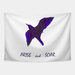 Go Higher with Arise and Soar Quote - with Purple Floral Bird Tapestry