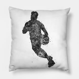 Basketball player man black and white Pillow