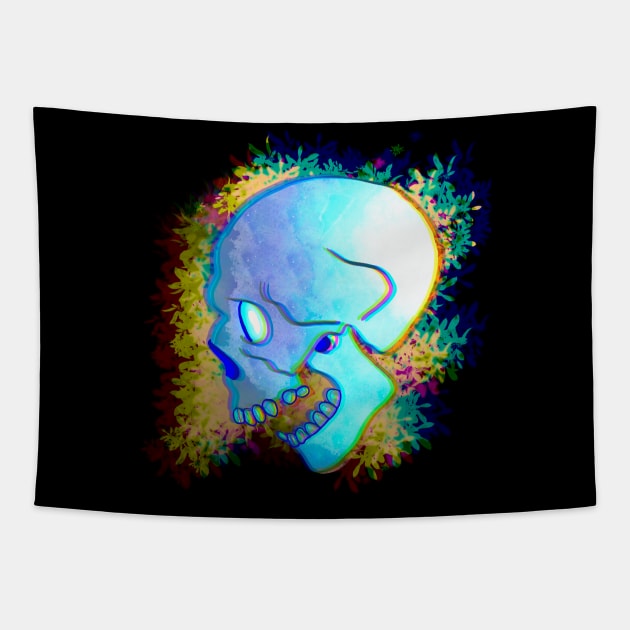 Pastel Skull With Flowers Tapestry by wildjellybeans