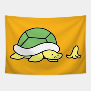 Angry Banana Peel Turtle Tapestry