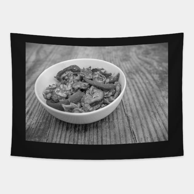 Bowl of chicken pasta Tapestry by yackers1