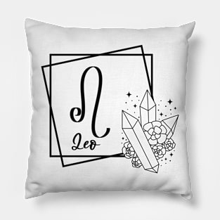 Leo Zodiac Sign Floral Crystal Design Pillow