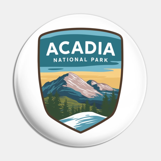 Acadia National Park Landscape Emblem Pin by Perspektiva