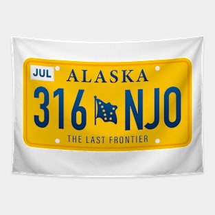 Alaska License Plate Tapestry